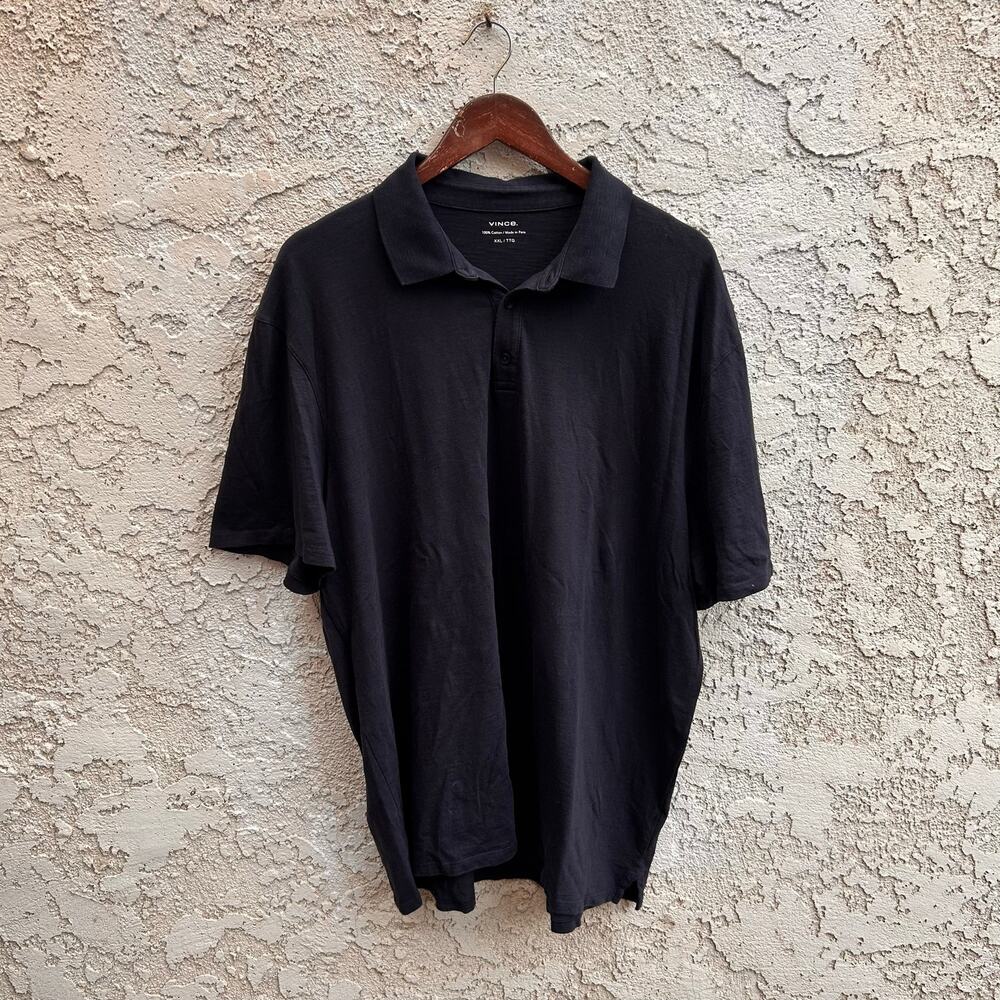 Vince. Black Cotton Polo Shirt Short Sleeve Mens XXL
